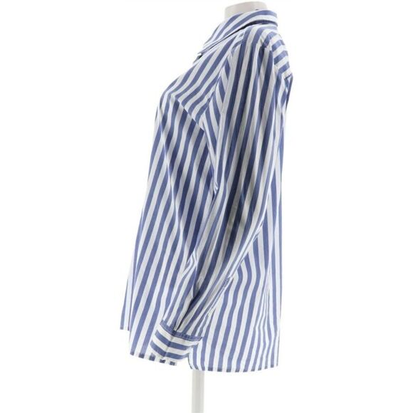 BROOKE SHIELDS Timeless Striped Stretch Poplin Shirt - Picture 3 of 6
